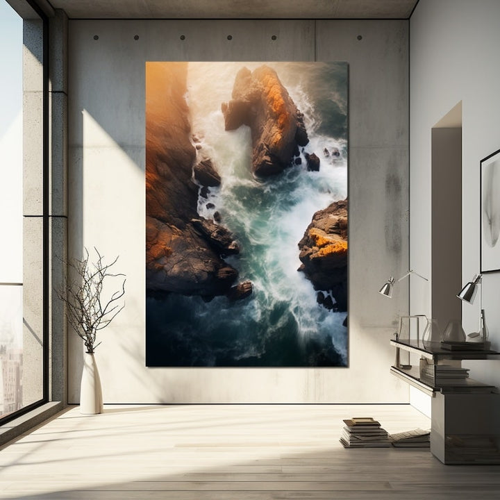 Tableau Côte Rocheuse en Plongée, art mural décoration nature