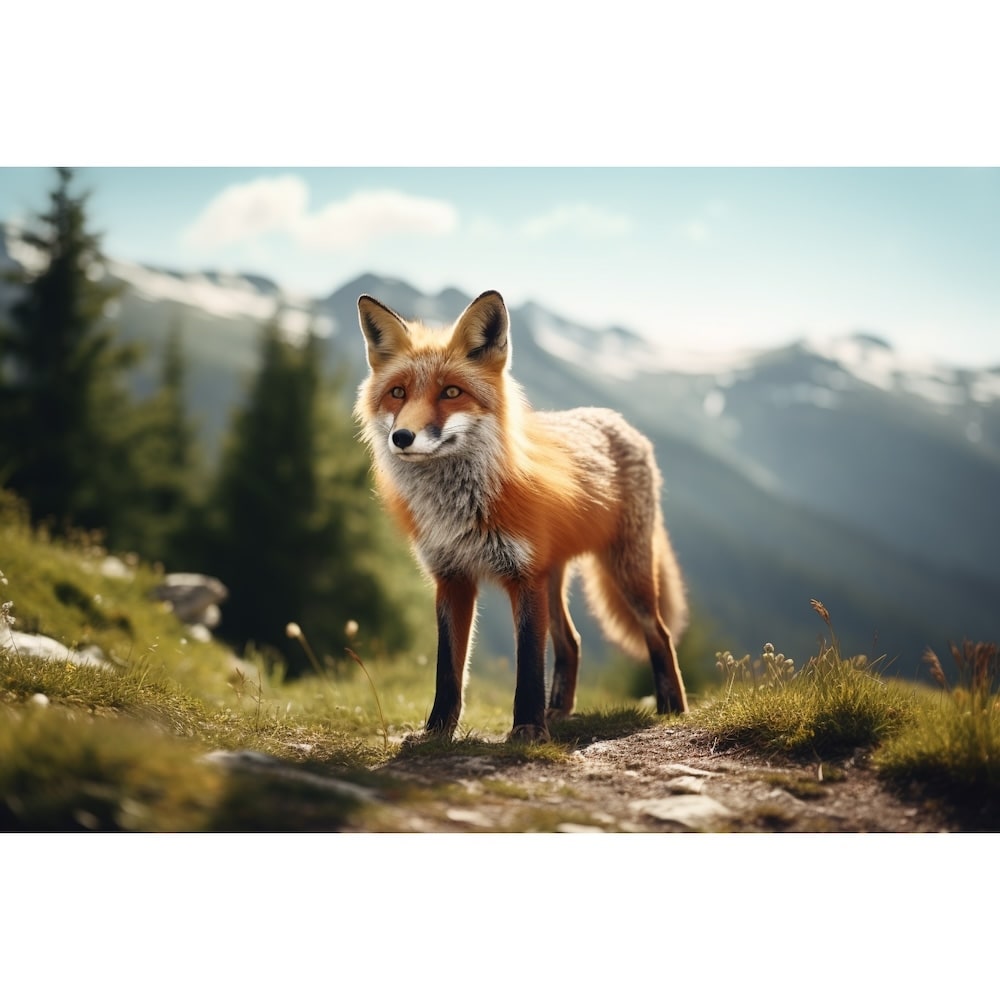 Tableau Renard en Montagne, art mural décoration nature