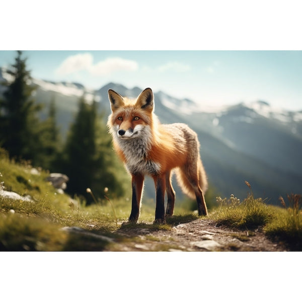 Tableau Renard en Montagne, art mural décoration nature