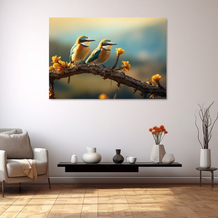 Tableau sur Toile Branche Oiseau, art mural décoration nature