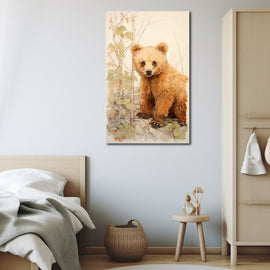 Tableau Ourson en Automne, art mural décoration nature