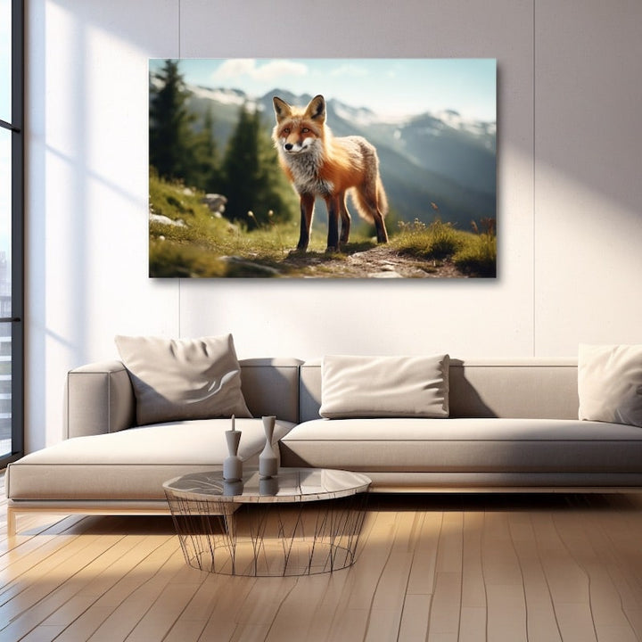 Tableau Renard en Montagne, art mural décoration nature