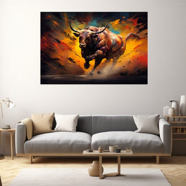 Tableau Taureau Abstrait, art mural décoration nature