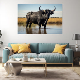 Tableau Taureau Camargue, art mural décoration nature
