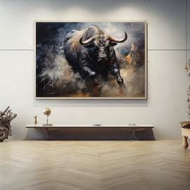 Tableau Taureau Contemporain, art mural décoration nature
