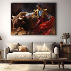 Tableau Taureau Corrida, art mural décoration nature