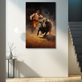 Tableau Taureau et Matador, art mural décoration nature