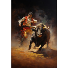 Tableau Taureau et Matador, art mural décoration nature