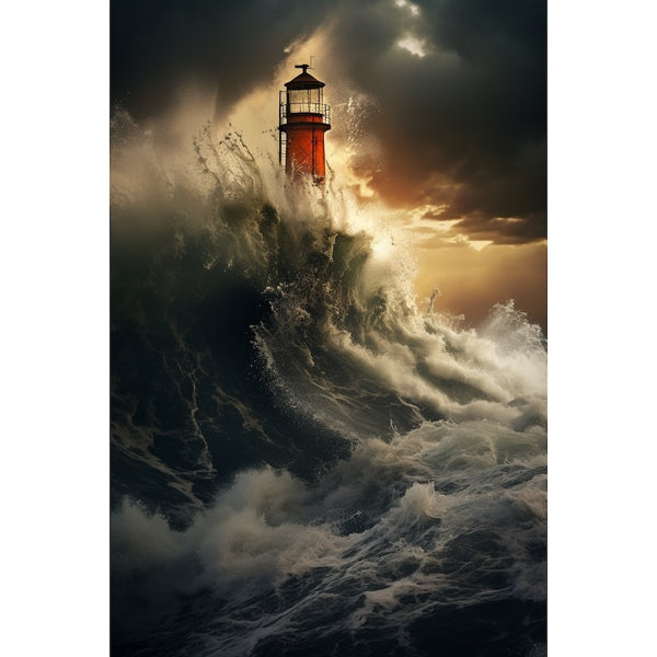 Tableau Phare dans la Tempête, art mural décoration nature