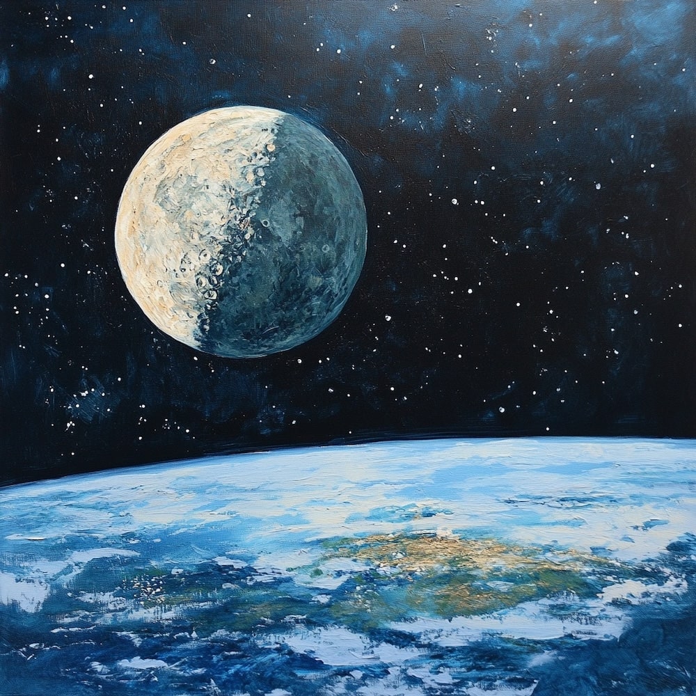 Tableau Terre et Lune, art mural décoration nature