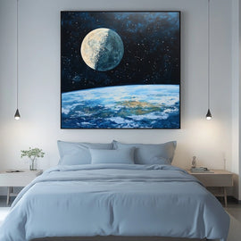Tableau Terre et Lune, art mural décoration nature