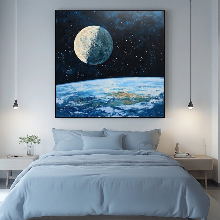 Tableau Terre et Lune, art mural décoration nature