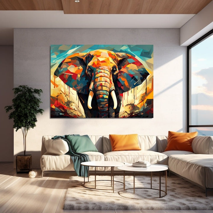 Tableau Tête D'Éléphant Abstrait, art mural décoration nature