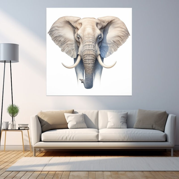 Tableau Tête D'Éléphant en Couleur, art mural décoration nature
