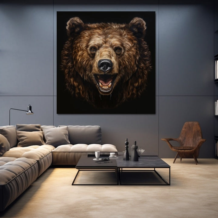 Tableau Tête d'Ours, art mural décoration nature