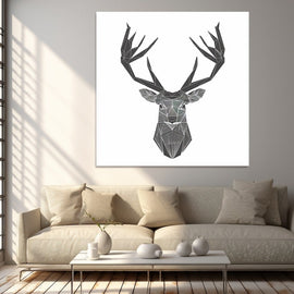 Tableau Tête de Cerf Géométrique, art mural décoration nature