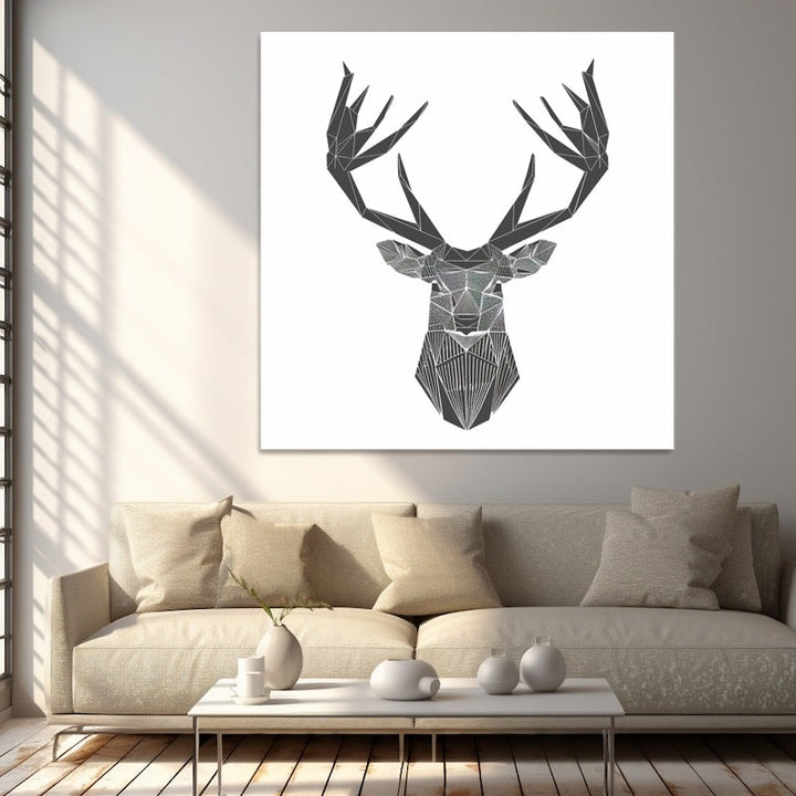 Tableau Tête de Cerf Géométrique, art mural décoration nature