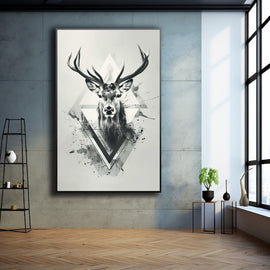 Tableau Tête de Cerf Moderne, art mural décoration nature