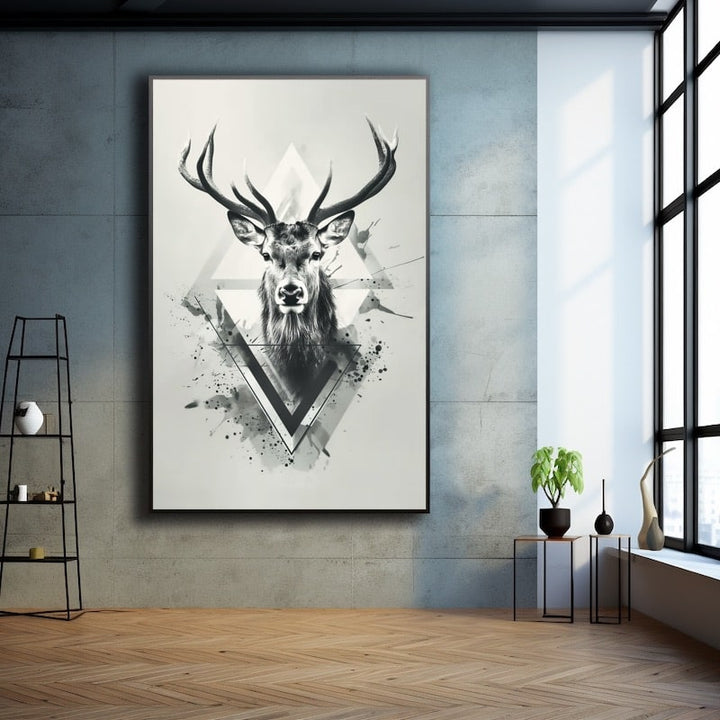 Tableau Tête de Cerf Moderne, art mural décoration nature