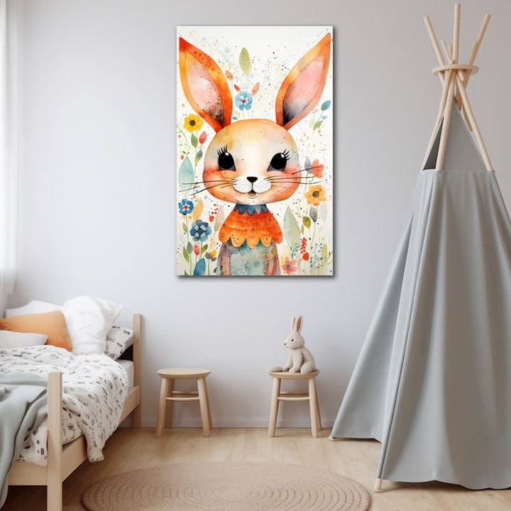 Tableau Tête de Lapin Enfant, art mural décoration nature