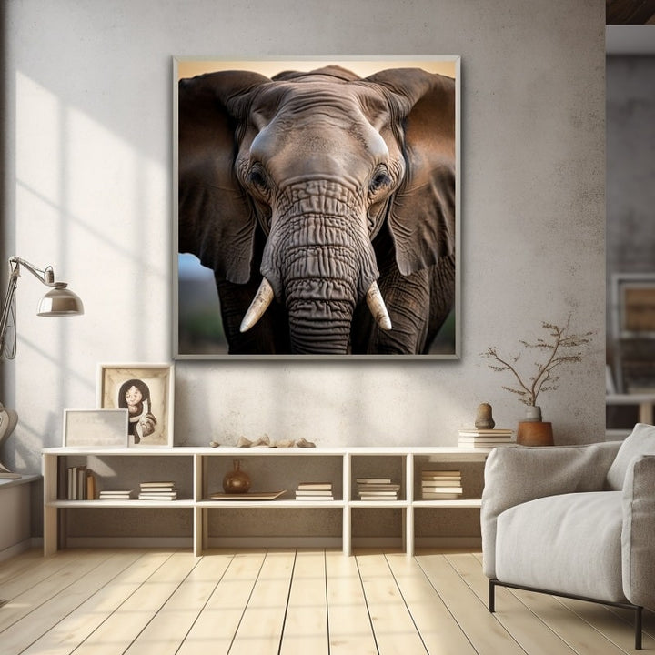 Tableau Tête Éléphant, art mural décoration nature