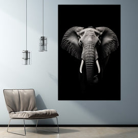 Tableau Tête Éléphant Noir et Blanc, art mural décoration nature