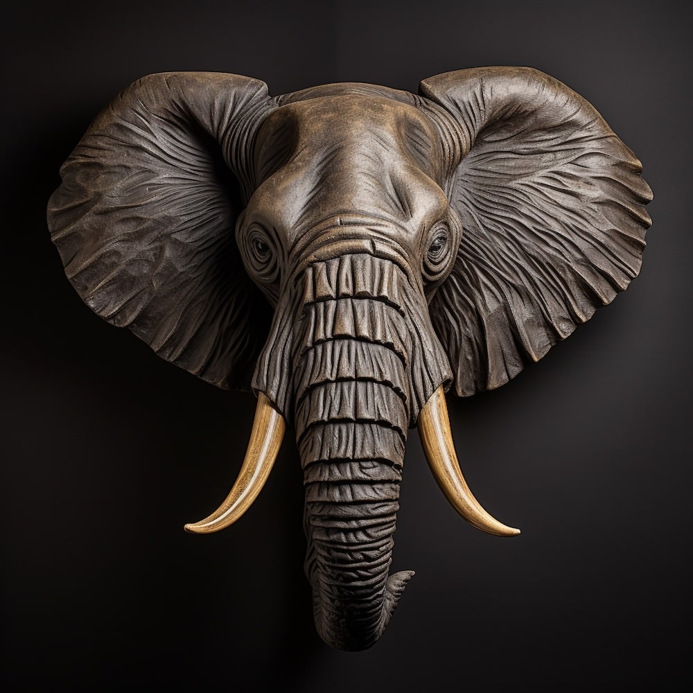 Tableau Portrait Frontal d'Éléphant, art mural décoration nature