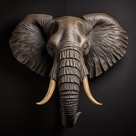 Tableau Portrait Frontal d'Éléphant, art mural décoration nature