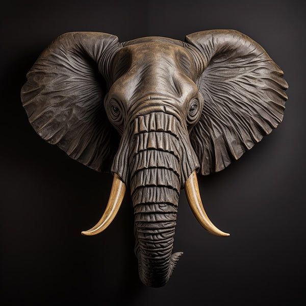 Tableau Portrait Frontal d'Éléphant, art mural décoration nature
