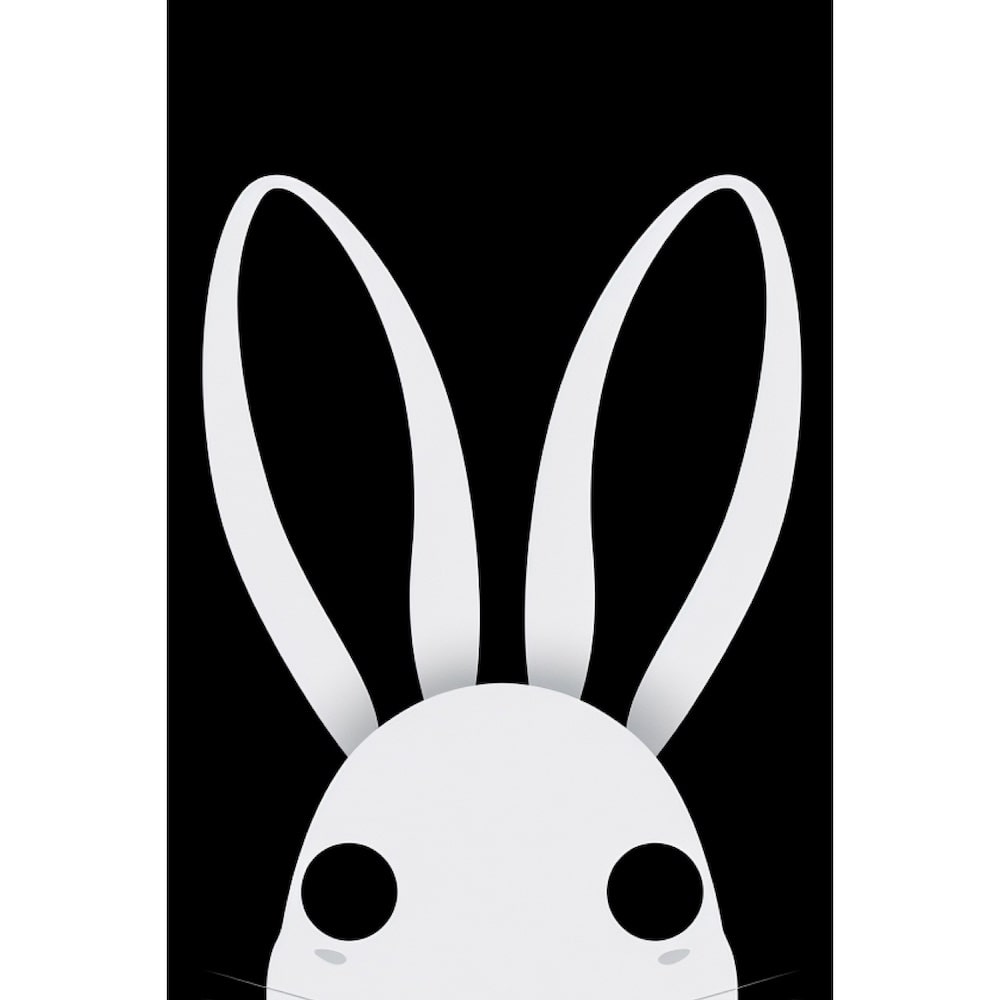 Tableau Moitié Tête Lapin Noir et Blanc, art mural décoration nature