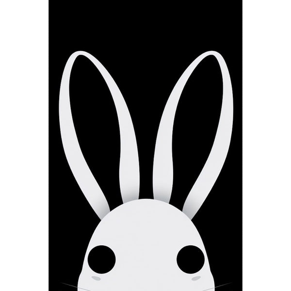Tableau Moitié Tête Lapin Noir et Blanc, art mural décoration nature
