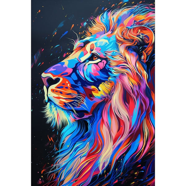 Tableau Tête de Lion Coloré, art mural décoration nature