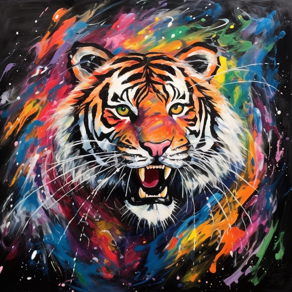 Tableau Tête Tigre Multicolore
