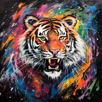 Thumbnail for Tableau Tête Tigre Multicolore
