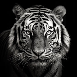 Tableau Tête de Tigre Noir et Blanc, art mural décoration nature