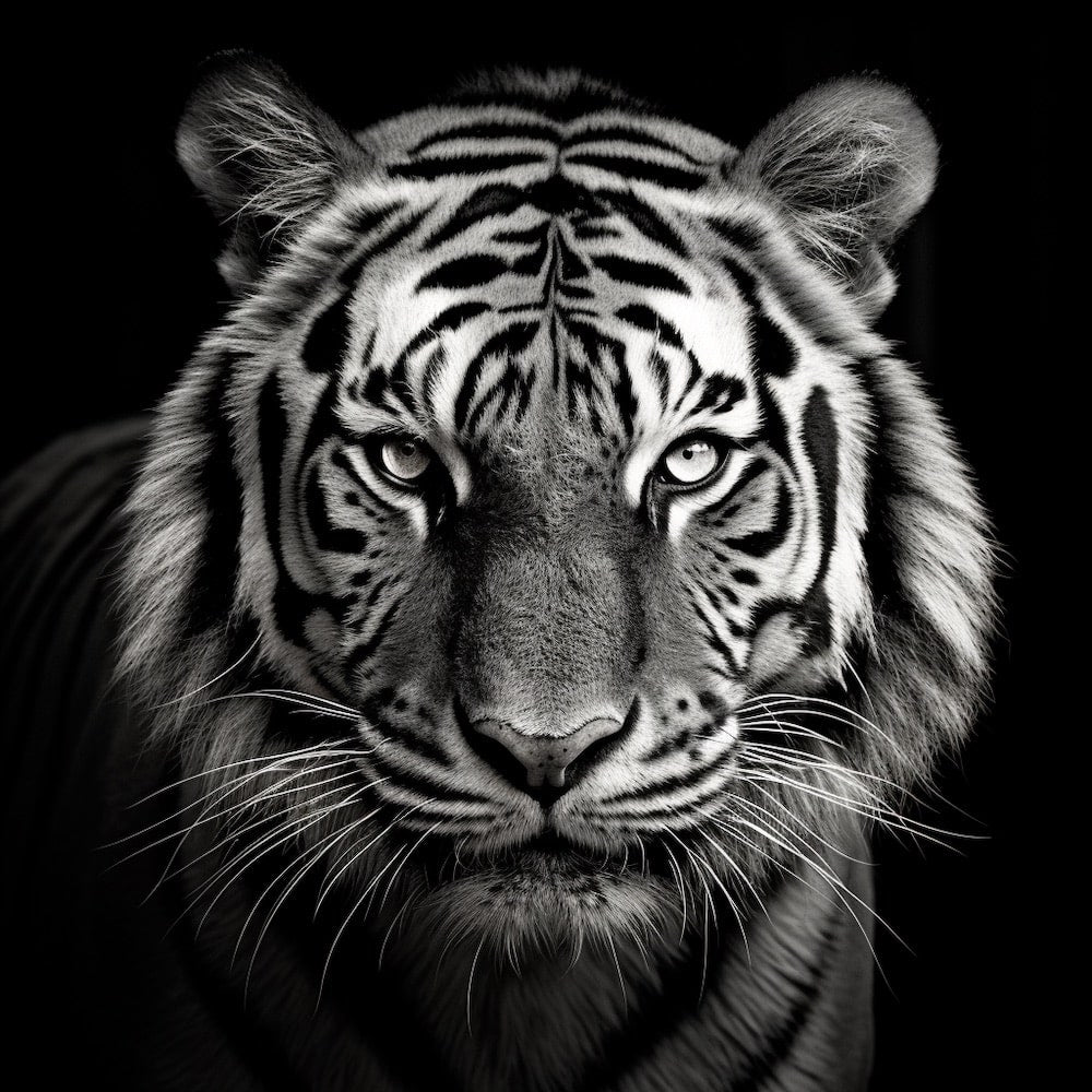Tableau Tête Tigre Noir Et Blanc