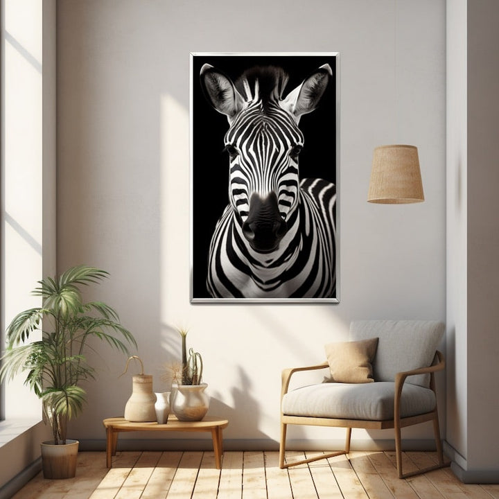 Tableau Tête Zèbre Noir et Blanc, art mural décoration nature