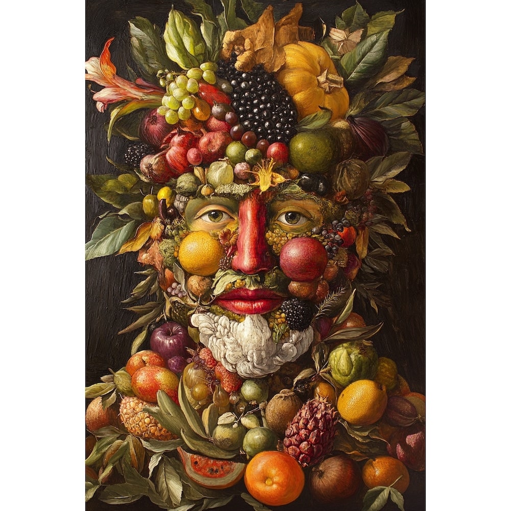 Tableau Tête en Fruits