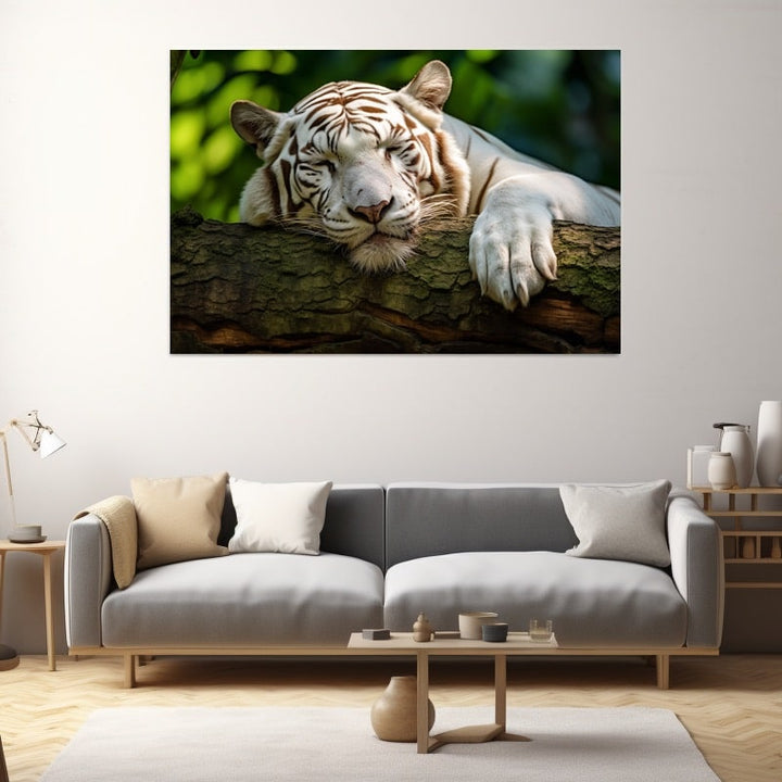 Tableau Tigre Blanc, art mural décoration nature