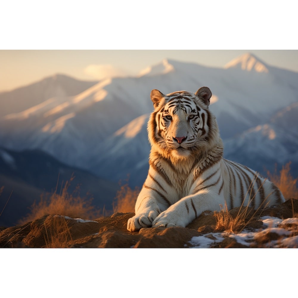 Toile de Tigre Blanc avec Paysage