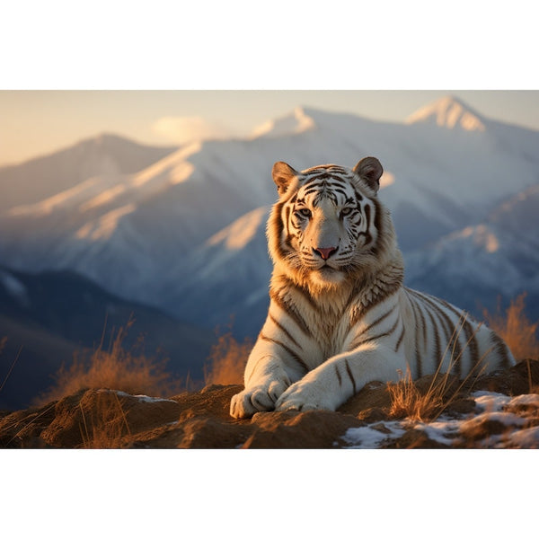 Tableau Tigre Blanc avec Paysage, art mural décoration nature