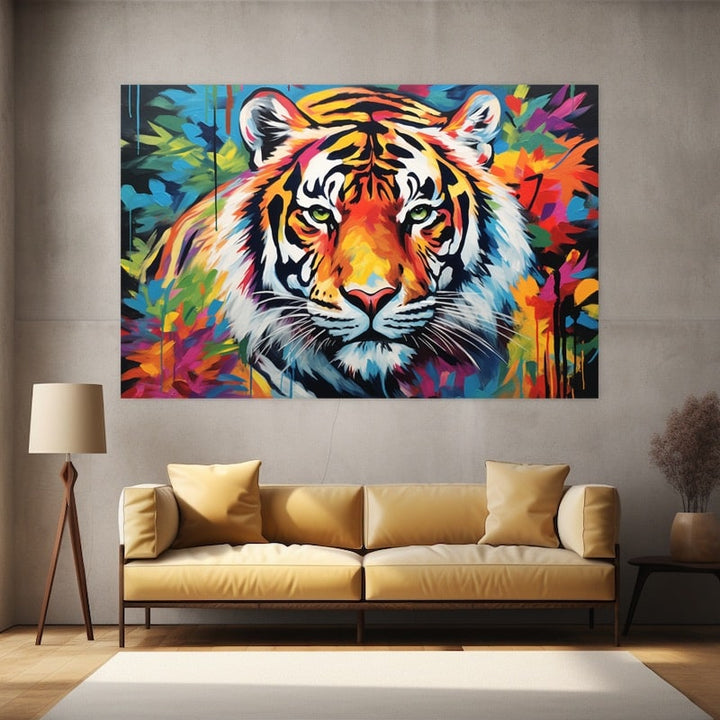 Tableau Tigre Coloré, art mural décoration nature