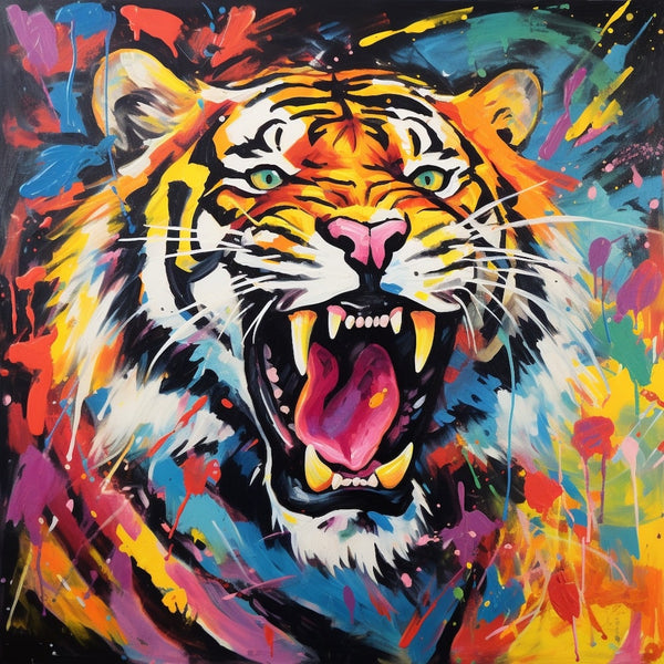 Tableau Déco Tigre Coloré, art mural décoration nature