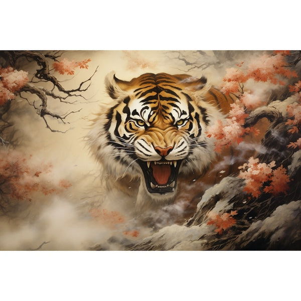 Tableau Japonais Tigre, art mural décoration nature