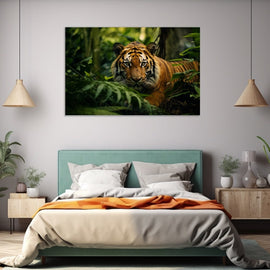 Tableau Tigre Jungle en Chasse, art mural décoration nature