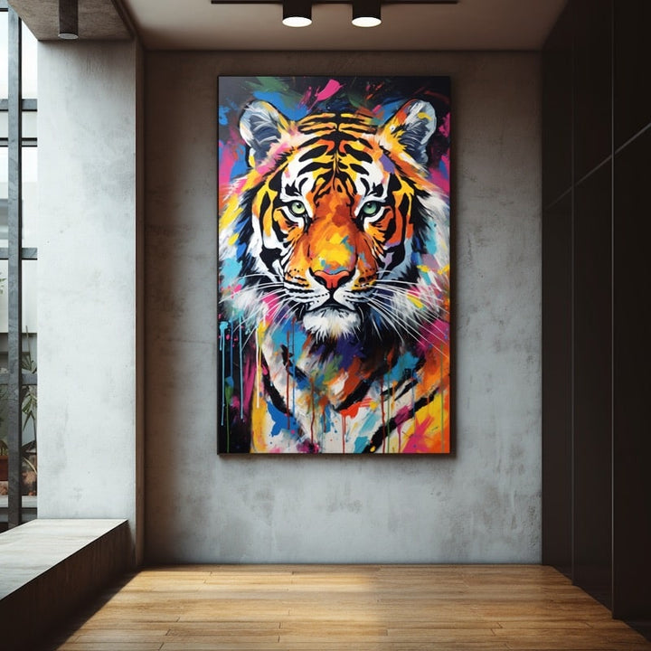 Tableau Tigre Multicolore, art mural décoration nature