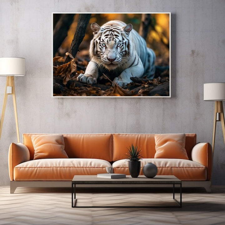 Tableau Tigre Noir et Gris, art mural décoration nature
