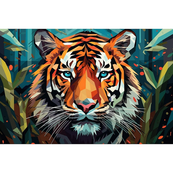 Tableau de Tigre Stylisé, art mural décoration nature
