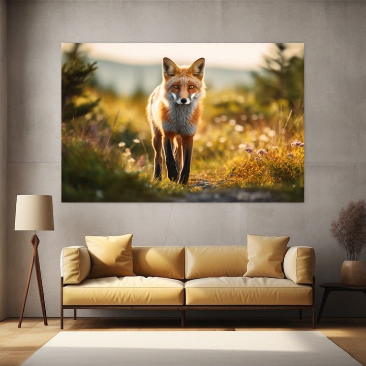 Tableau Tissu Mural Renard, art mural décoration nature