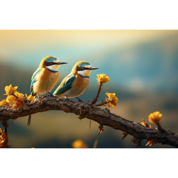 Tableau sur Toile Branche Oiseau, art mural décoration nature, vue 2